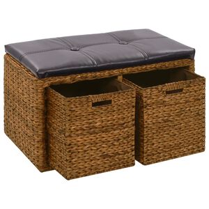 vidaXL Klop z 2 ko&scaron;arama iz morske trave 71x40x42 cm rjava
