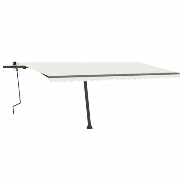 vidaXL Ročno zložljiva tenda z LED lučkami 500x300 cm krem