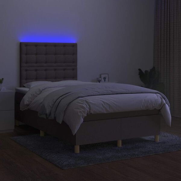 vidaXL Box spring postelja z vzmetnico LED taupe 120x190 cm blago