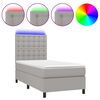 vidaXL Box spring postelja z vzmetnico LED svetlo siva 90x190 cm blago