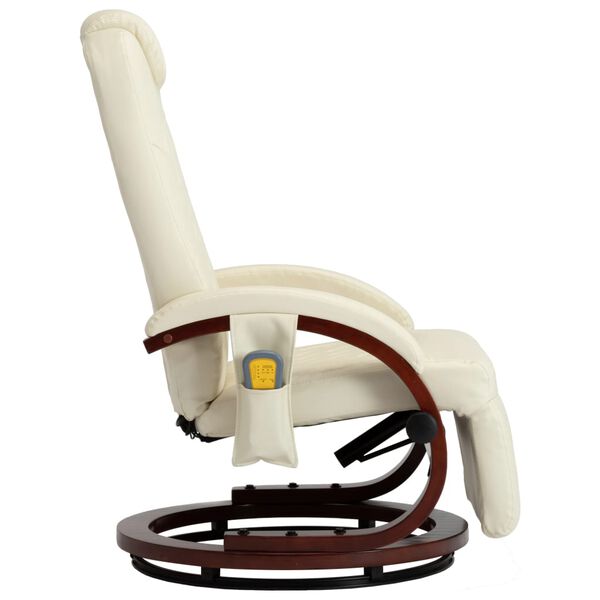 vidaXL Masažni TV fotelj kremno belo umetno usnje