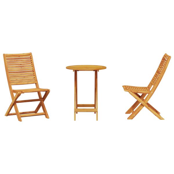 vidaXL Zložljiv bistro set 3 pcs Rjava Masiven les akacije