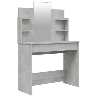 vidaXL Toaletna mizica z ogledalom betonsko siva 96x40x142 cm