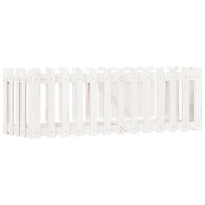 vidaXL Vrtna visoka greda z ograjico bela 150x50x50 cm trdna borovina