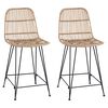 vidaXL Barski stol 2 kos Naravna 44 x 54 x 96 cm Rattan in jeklo