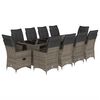 vidaXL Vrtna bistro garnitura 11-delna z blazinami siv poli ratan