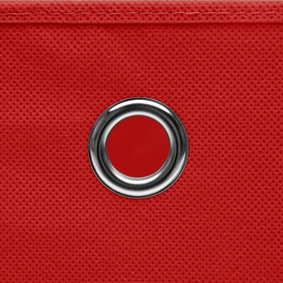 vidaXL Škatle za shranjevanje s pokrovi 4 kosi rdeče 32x32x32 cm blago