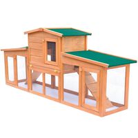 vidaXL Velik zajčnik / hišica za male živali s strehami iz lesa