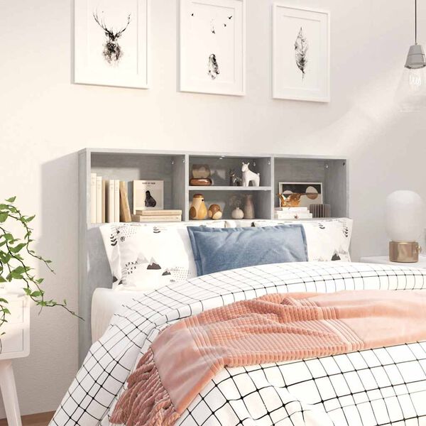 vidaXL Vzglavna omarica betonsko siva 120x19x103,5 cm