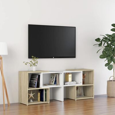 vidaXL TV omarica bela in sonoma hrast 104x30x52 cm iverna plošča