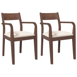 vidaXL Jedilni stoli z blazinami 2 kosa Brown Solid Wood Rubber