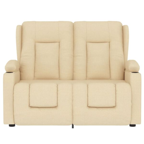 vidaXL Masažni dvosed z držali za skodelico krem blago