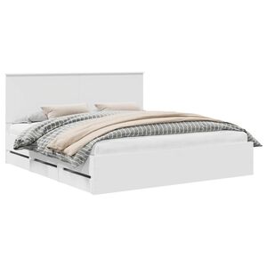 vidaXL Konstrukcija postelje Bela 180 x 200 cm Inženirsko leseno