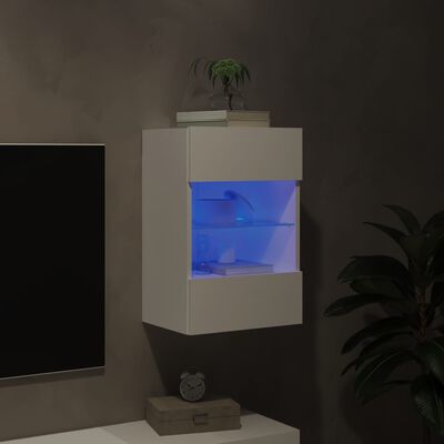 vidaXL Stenska TV omarica z LED lučkami bela 40x30x60,5 cm