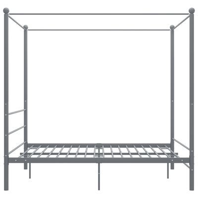 vidaXL Posteljni okvir z ogrodjem za baldahin siv kovinski 160x200 cm