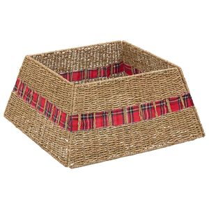 vidaXL Ovratnik za božično drevo Kvadrat Naravna 50 x 50 x 25 cm