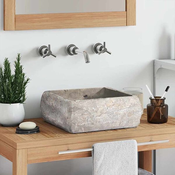 vidaXL Umivalnik siv 30x30x13 cm marmor