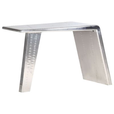 vidaXL Letalska pisalna miza srebrna 112x50x76 cm kovina
