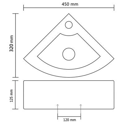 vidaXL Umivalnik z odprtino za odtekanje 45x32x12,5 cm bel