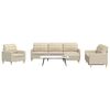 vidaXL Sedežna garnitura 4-delna s stolčkom krem blago