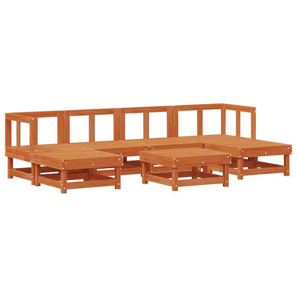 vidaXL Vrtna dnevna garnitura 7 pcs Voskan Rjava Masivna borovina