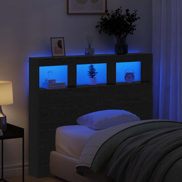 vidaXL Vzglavje Črna Orehovina 120 x 17 x 102 cm Konstruiran les