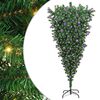 vidaXL Obrnjen umetni božični drevesec s setom kroglic Zelena 210 cm