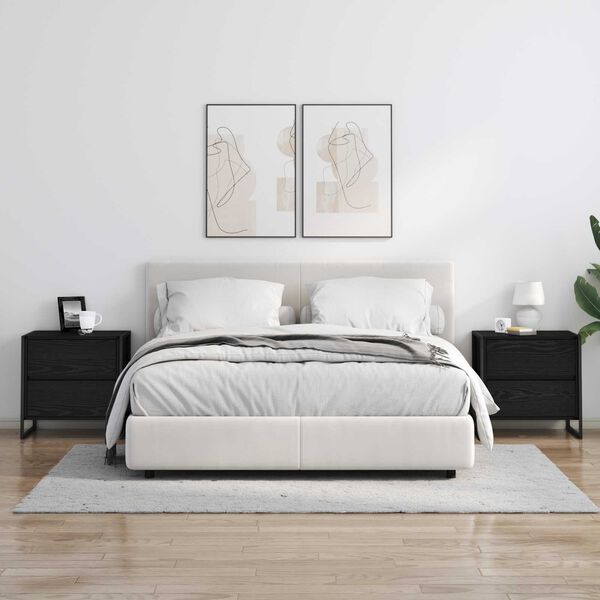 vidaXL Nočna omarica Črna Orehovina 50 x 39.5 x 50 cm Konstruiran les