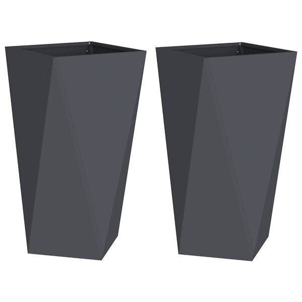 vidaXL Cvetlično korito 2 pcs Antracit 40 x 40 x 75 cm Jeklo