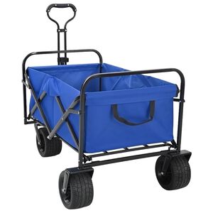 vidaXL Zložljiv nakupovalni voziček s zavorami Modra 89 x 63 x 96 cm
