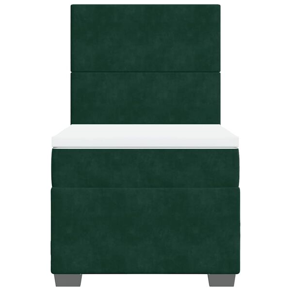 vidaXL Box spring postelja z vzmetnico temno zelen 90x190 cm žamet