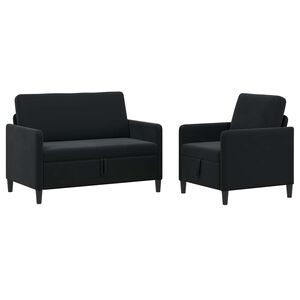 vidaXL Sofa set z shrambo 2 kos Črna Poliester