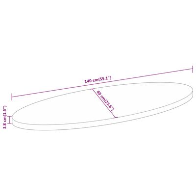 vidaXL Mizna plošča 140x60x3,8 cm ovalna trdna bukovina