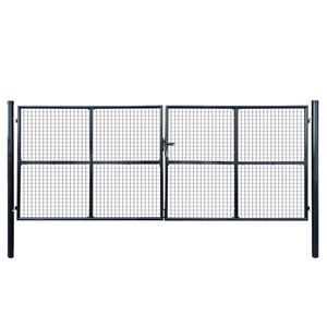 vidaXL Vrtna mrežasta vrata iz pocinkanega jekla 400 x 150 cm siva