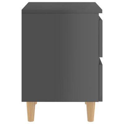 vidaXL Nočna omarica z nogami iz borovine visok sijaj siva 40x35x50 cm