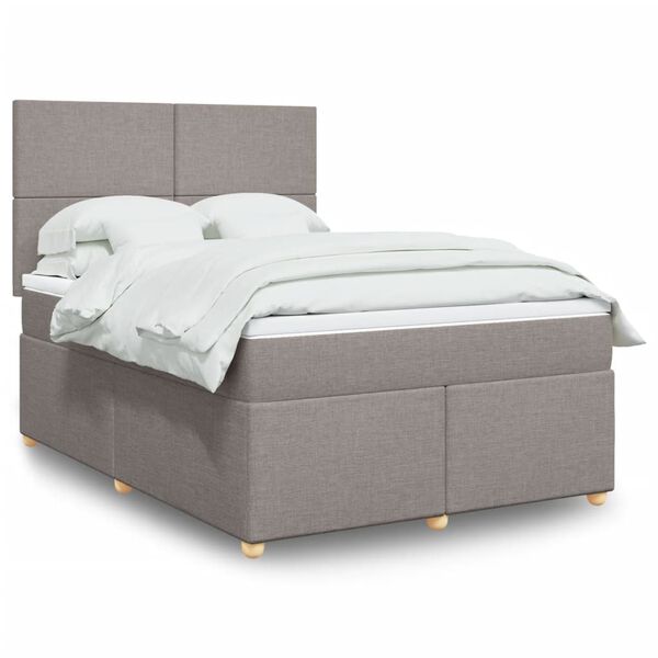 vidaXL Box spring postelja z vzmetnico taupe 140x190 cm blago