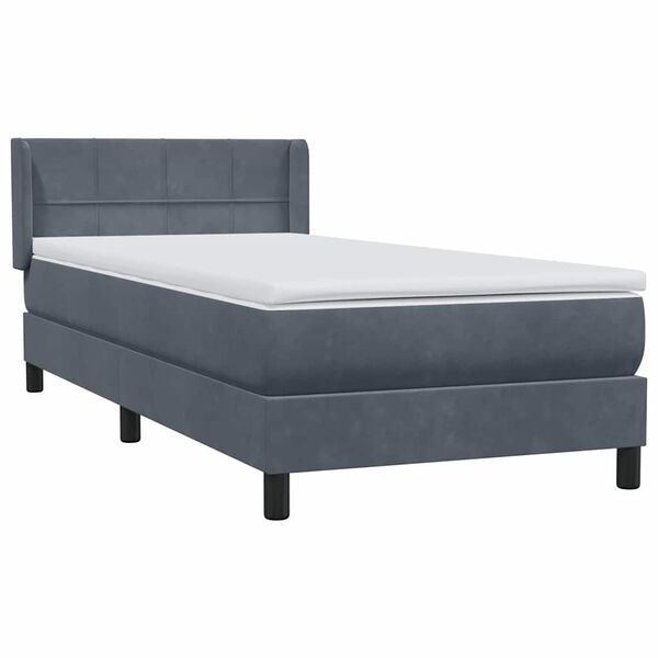 vidaXL Box Spring postelja z vzmetnico Temno siva 90x220 cm Velvet