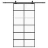 vidaXL Drsna vrata z opremo črna 102x205 cm ESG steklo