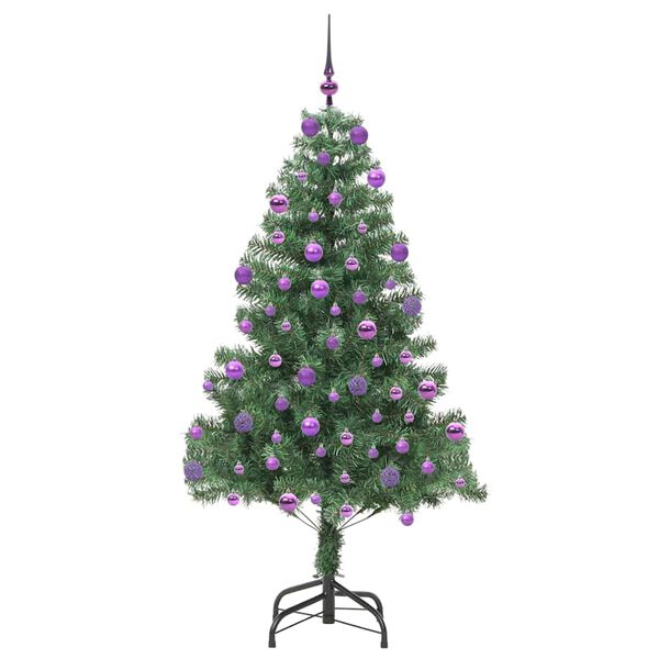 vidaXL Božično drevo med 300 LED z stojalom Zelena 210 cm PVC