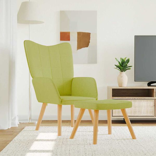 vidaXL Stol za spro&scaron;čanje s stolčkom zeleno blago