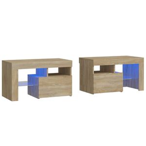 vidaXL Nočna omarica 2 kosa z LED lučkami sonoma hrast 70x36,5x40 cm