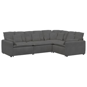 vidaXL Modularni kavč z blazinami, žametno blago, temno siv
