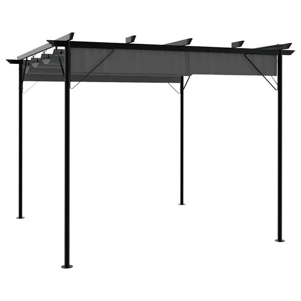 vidaXL Pergola z zložljivo streho antracitna 3x3 m jeklo 180 g/m&sup2;