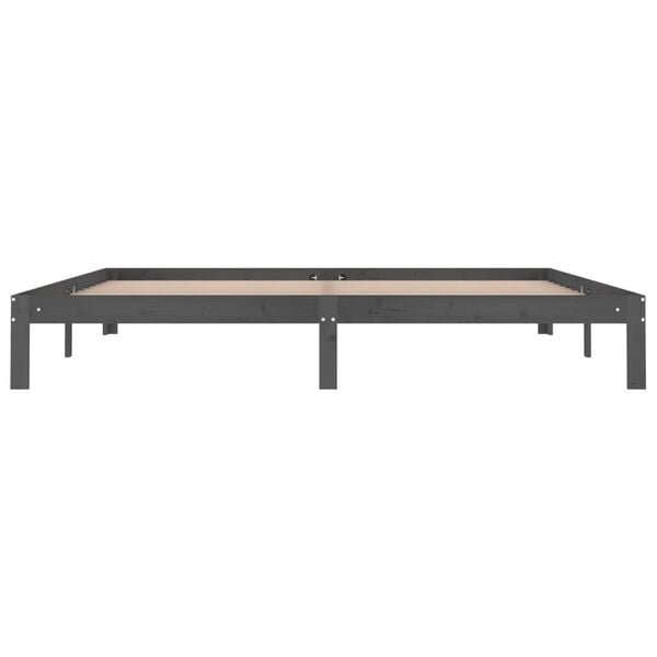 vidaXL Posteljni okvir siv iz trdne borovine 200x200 cm