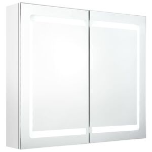 vidaXL LED kopalni&scaron;ka omarica z ogledalom sijoče bela 80x12x68 cm