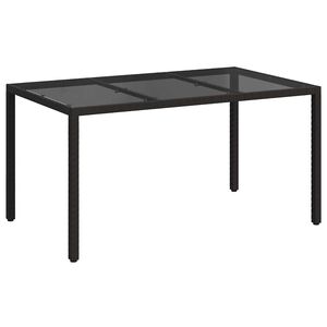 vidaXL Vrtna miza Črna 150 x 90 x 75 cm poli ratan