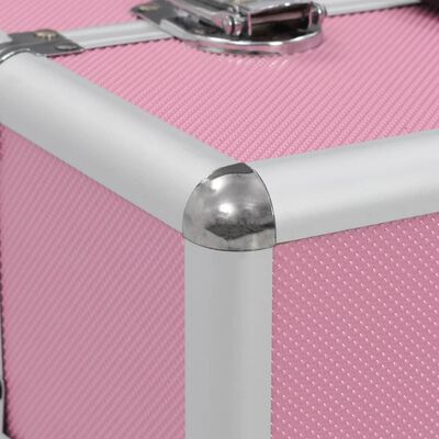 vidaXL Kovček za ličila 37x24x35 cm roza aluminij