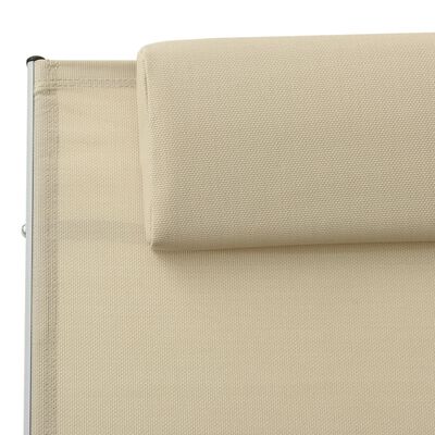 310530 vidaXL Sun Lounger with Pillow Textilene Cream