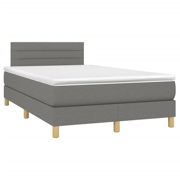 vidaXL Box spring postelja z vzmetnico temno siva 120x190 cm blago
