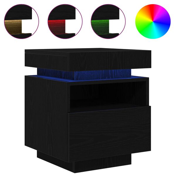 vidaXL Nočna omarica Črna Orehovina 40 x 39 x 48,5 cm Konstruiran les